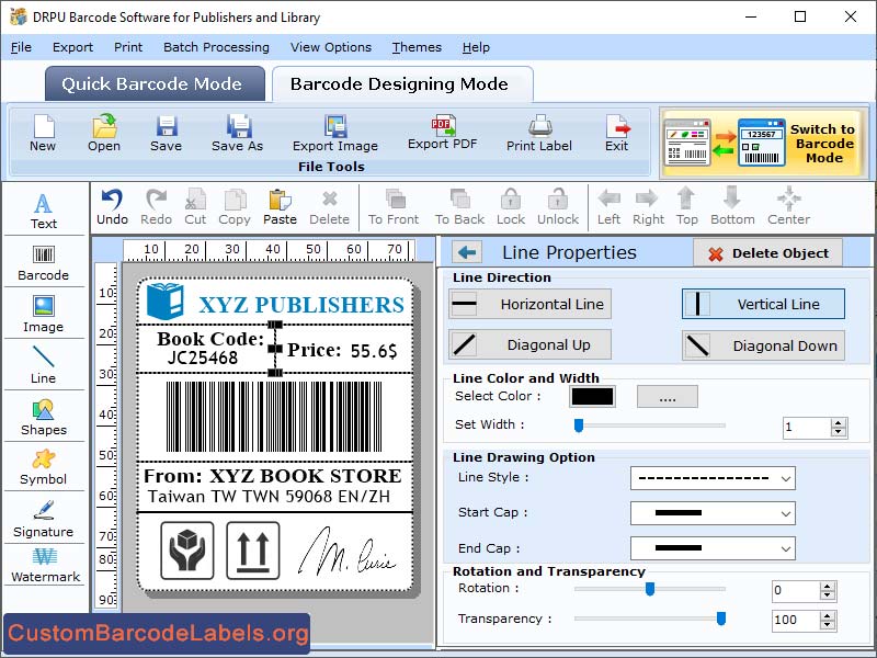 Barcode Generator for Books Video CD DVD screen shot