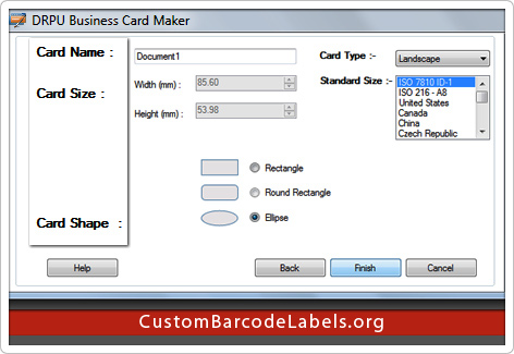 screenshots of business card maker software to create visiting card
