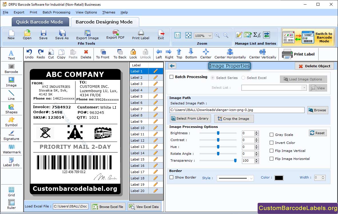 Barcode Label Tool for Manufacturing Industry