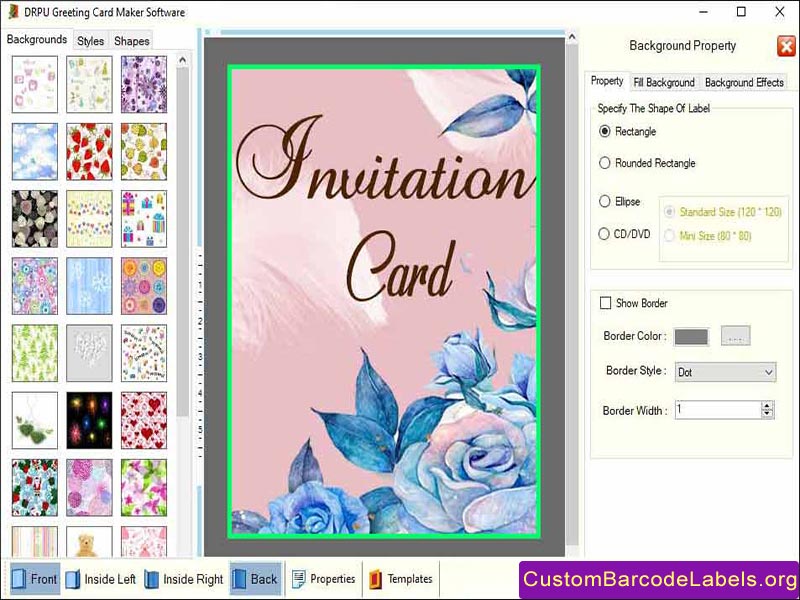 Screenshot of Greetings Card Label Software