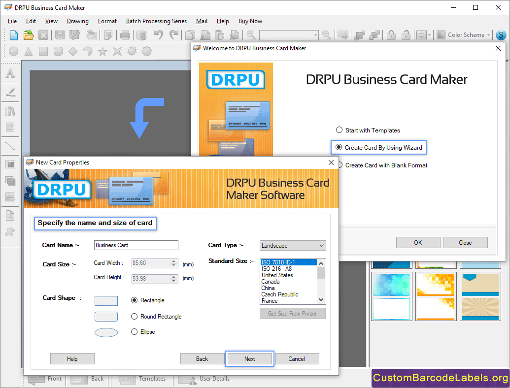 Create Business Card by using Wizard