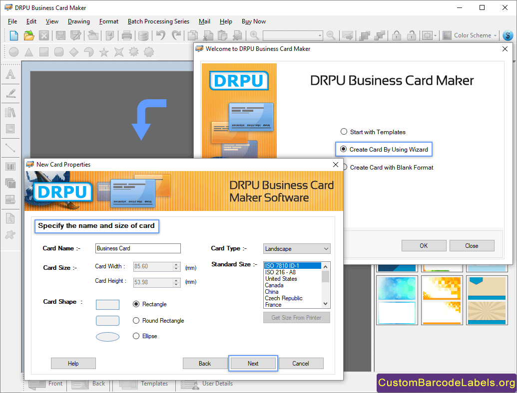 Create Business Card by using Wizard Create Business Card by using Wizard