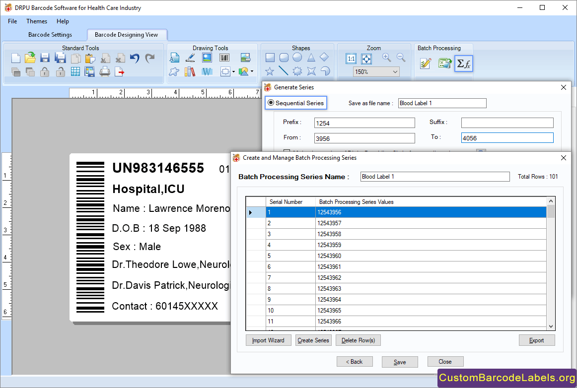 Barcode Labels Tool for Healthcare Industry