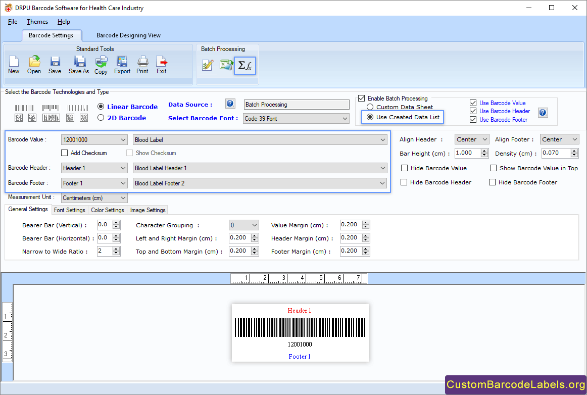 Barcode Settings