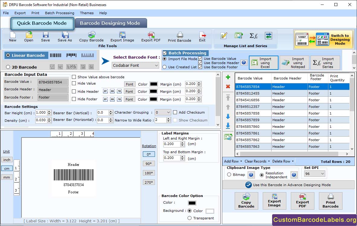 Quick Barcode Mode Quick Barcode Mode