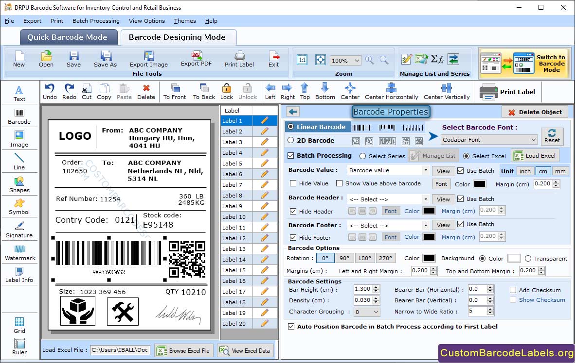 Barcode Labels Tool for Inventory Control and Retail Business