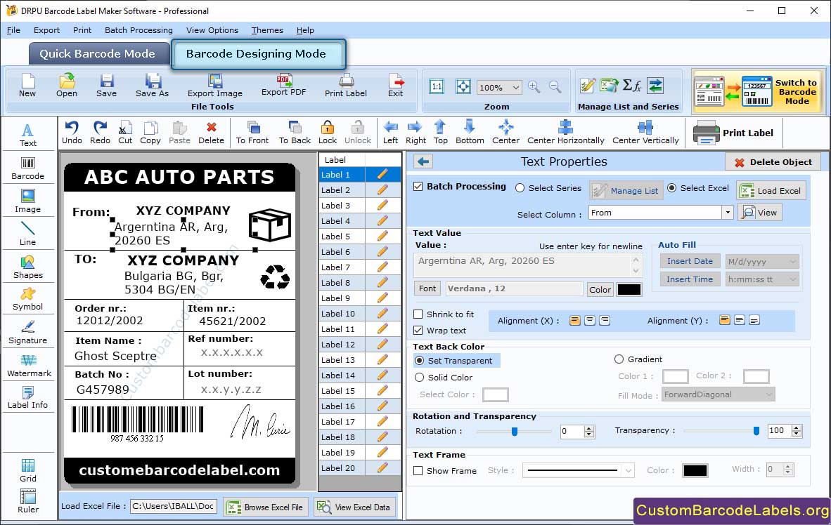 Barcode Professional Edition Screenshots