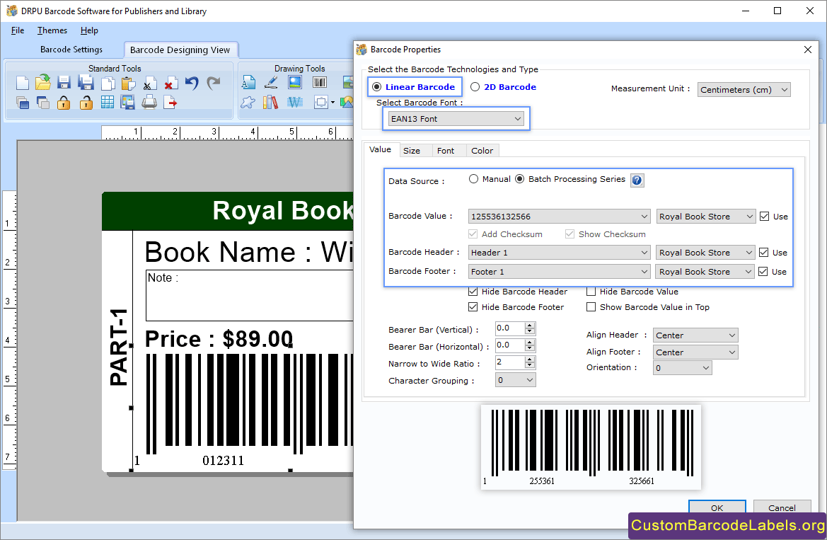 Barcode Labels Tool for Publishers and Library software creates