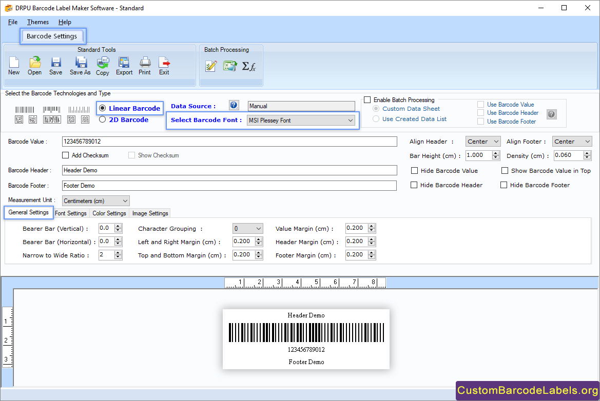 Barcode Settings Mode
