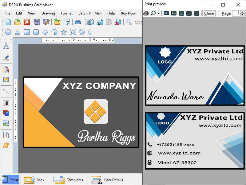 Screenshot of Windows Contact Cards Maker Application