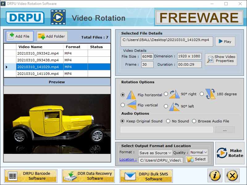 Screenshot of Free Download Video Rotation App