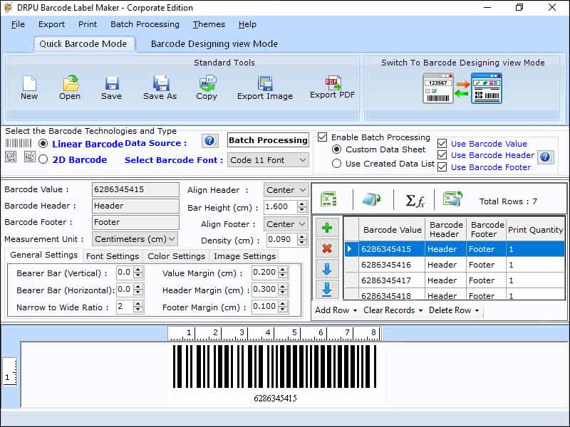 Screenshot of Corporate Custom Barcode Maker Software