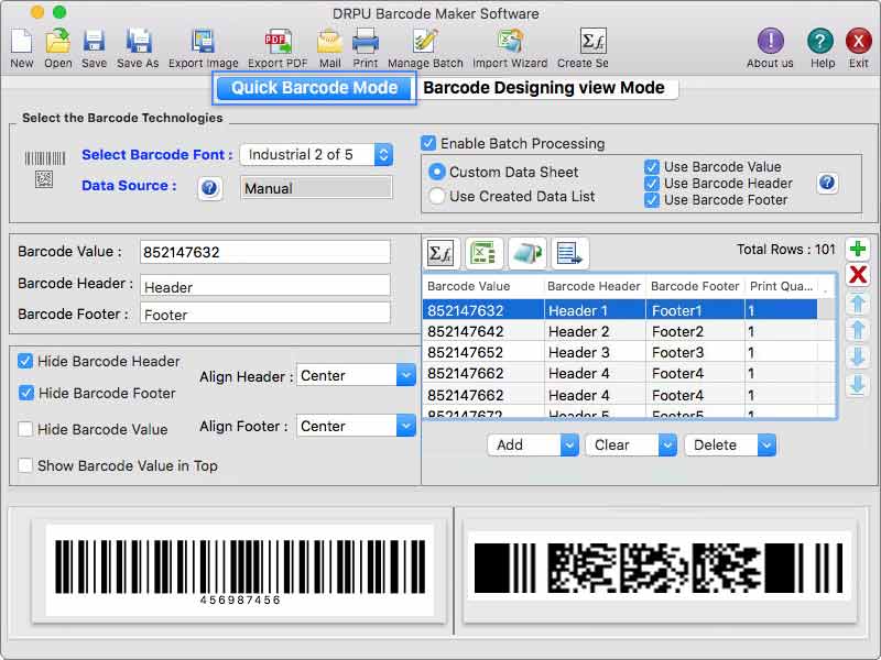 Screenshot of Apple Standard Barcode Creator App