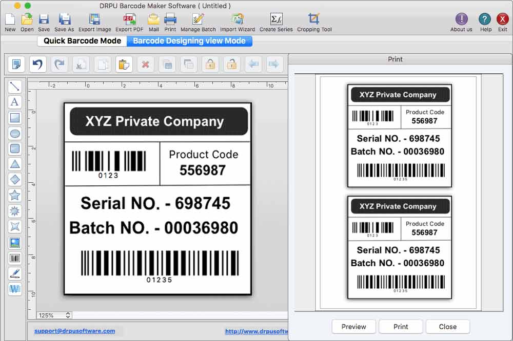 Mac Barcode labeling & Printing Tool