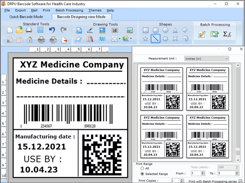 Screenshot of Labeling Software for Medical Devices