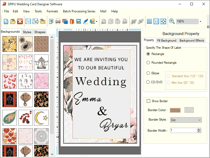 Screenshot of Excel Wedding Invitation Card Maker Tool