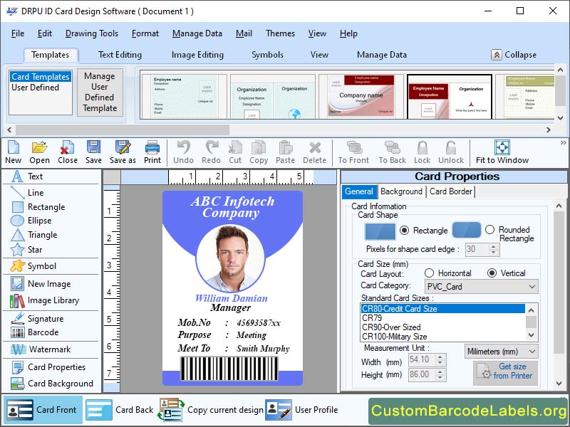 Screenshot of Labels ID Card Maker