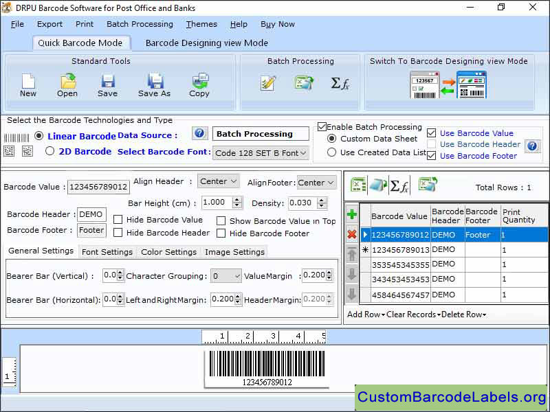 Screenshot of Banking Barcode Labels Software