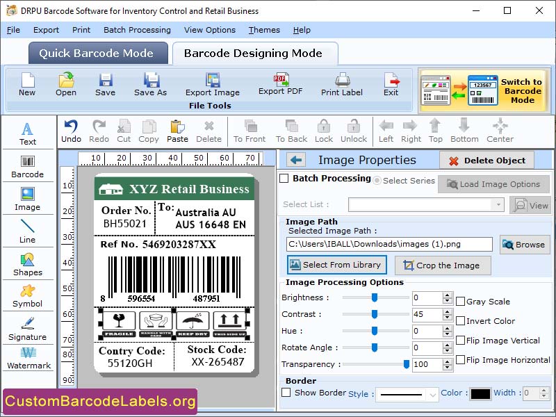 Screenshot of Retail Business Barcode Labels